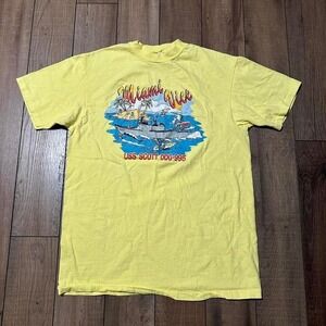 Vintage‎ Miami Vice T Shirt Men's Large Single Stitch Made USA USS Scott DDG-995